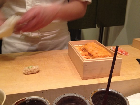 16A Chef preparing uni roll for us